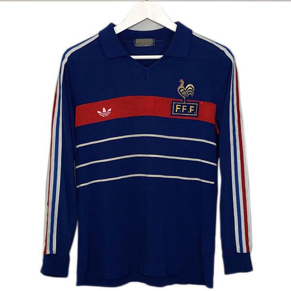 France home vintage retro long sleeve soccer jersey maillot match men's first sportswear football shirt 1984